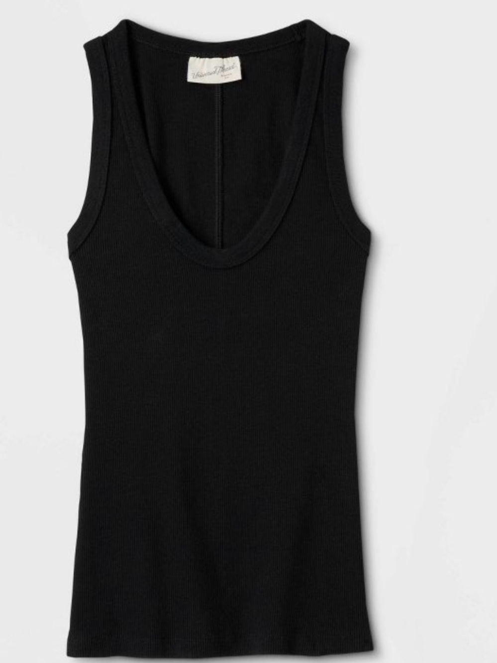 Universal Thread Women's Slim Fit Ribbed Tank Top Black Scoopneck M